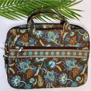 Vera Bradley Brown and Blue Paisley Laptop Bag 13x17